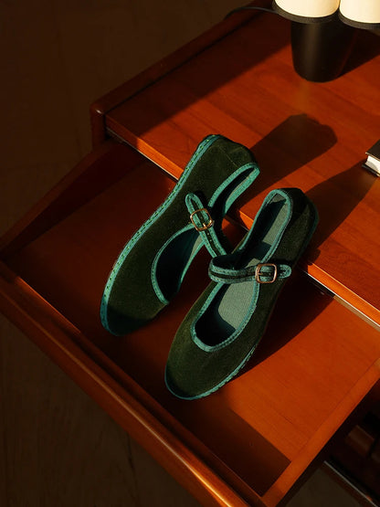 Velvet Ballet Flats for Women – Elegant & Comfortable Mary Jane Design