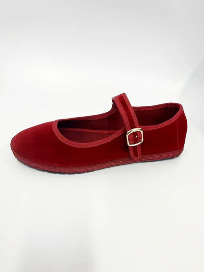 Velvet Ballet Flats for Women – Elegant & Comfortable Mary Jane Design