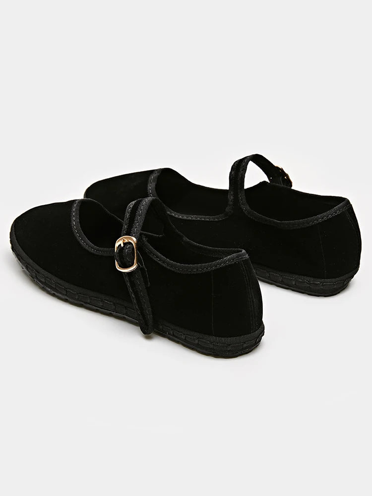 Velvet Ballet Flats for Women – Elegant & Comfortable Mary Jane Design