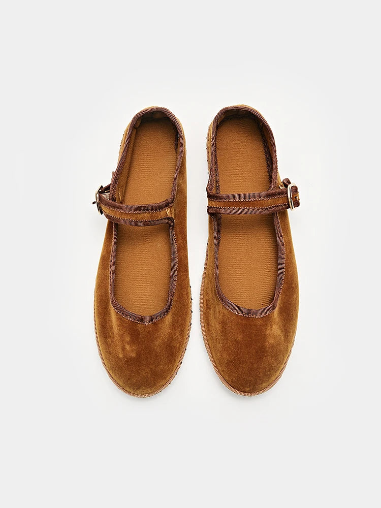Velvet Ballet Flats for Women – Elegant & Comfortable Mary Jane Design