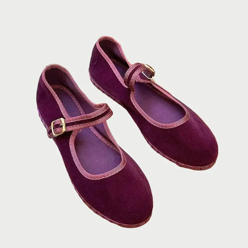 Velvet Ballet Flats for Women – Elegant & Comfortable Mary Jane Design