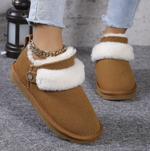Velvet Slip-On Snow Boots for Women – Cozy & Stylish Comfort