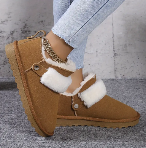 Velvet Slip-On Snow Boots for Women – Cozy & Stylish Comfort
