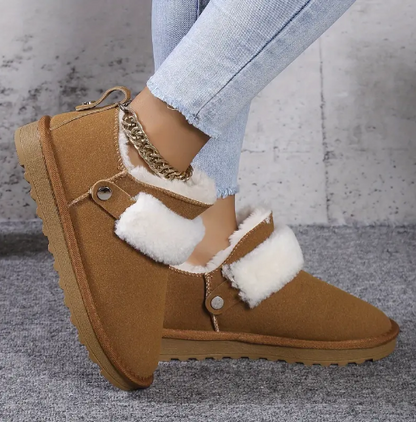 Velvet Slip-On Snow Boots for Women – Cozy & Stylish Comfort