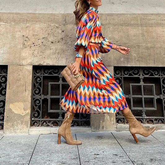 Vibrant Print Midi Dress for Women – Effortless Elegance for Summer Days 0