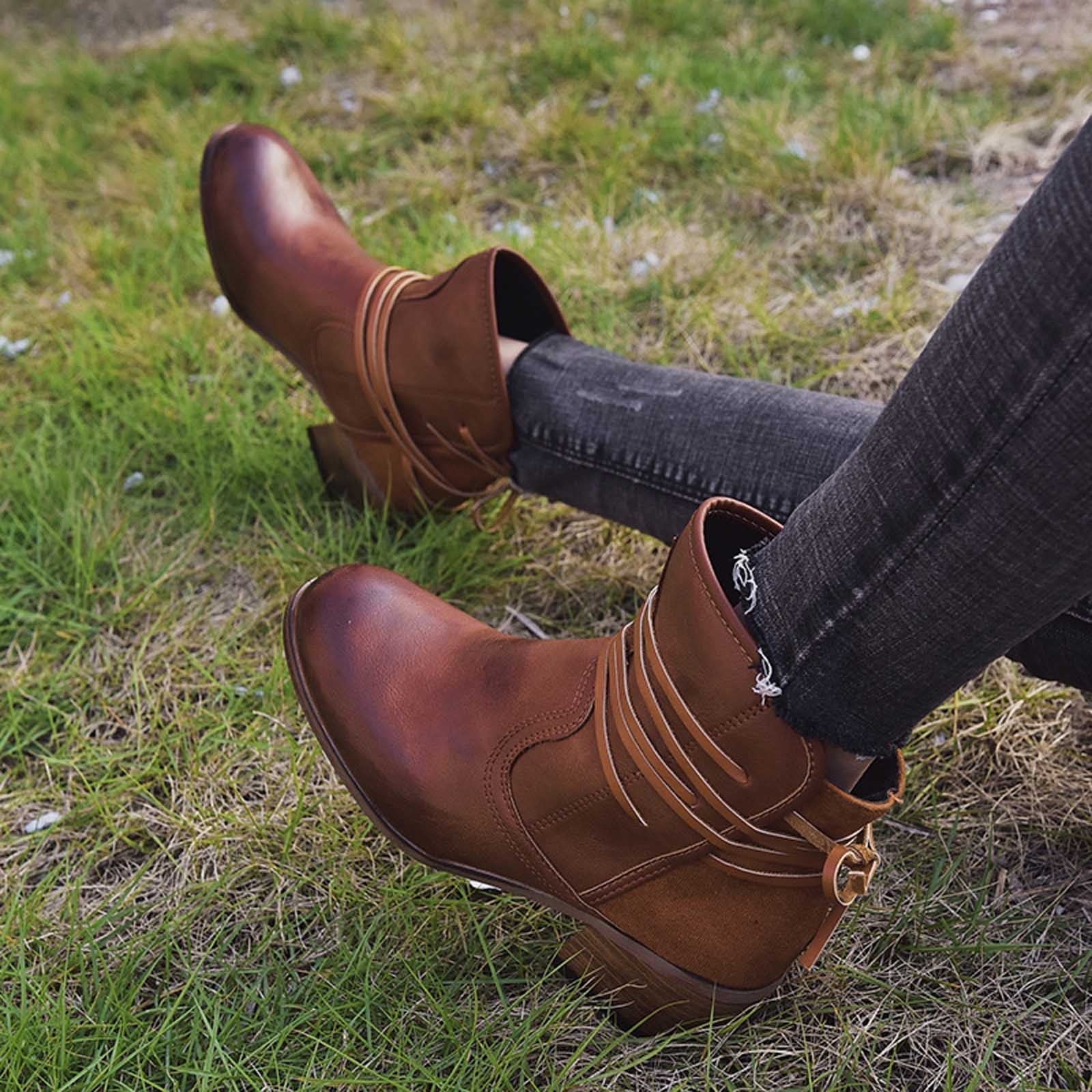 Vintage Lace-Up Ankle Boots for Women – Stylish & Comfortable