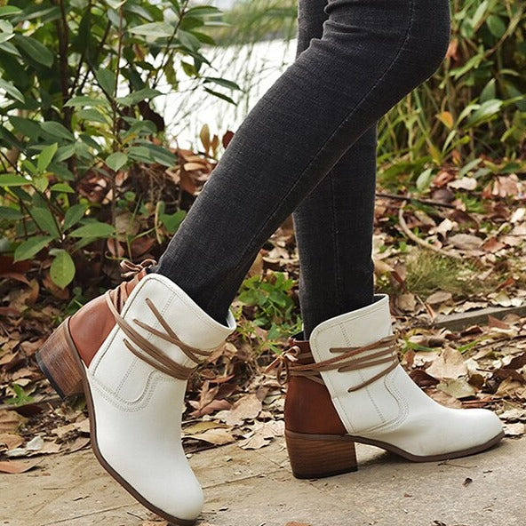 Vintage Lace-Up Ankle Boots for Women – Stylish & Comfortable