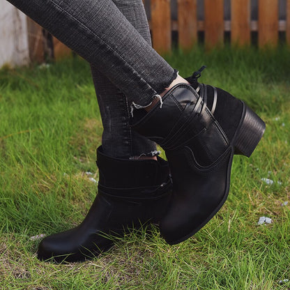 Vintage Lace-Up Ankle Boots for Women – Stylish & Comfortable