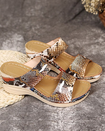 Wedge Sandals for Women – Stylish Animal Print Straps