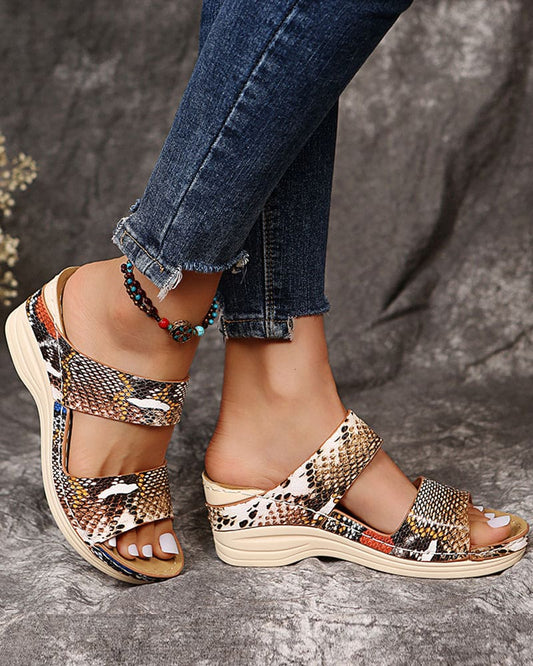Wedge Sandals for Women – Stylish Animal Print Straps