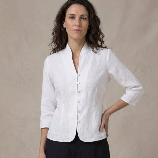 Structured Mandarin Blouse for Women – Elegant & Versatile