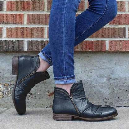 Zip-Up Black Ankle Boots for Women – Chic & Versatile Style