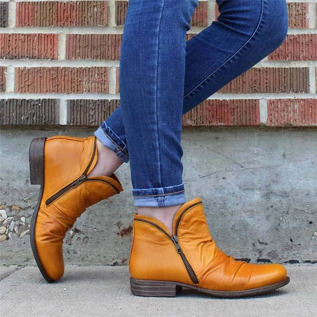 Zip-Up Black Ankle Boots for Women – Chic & Versatile Style