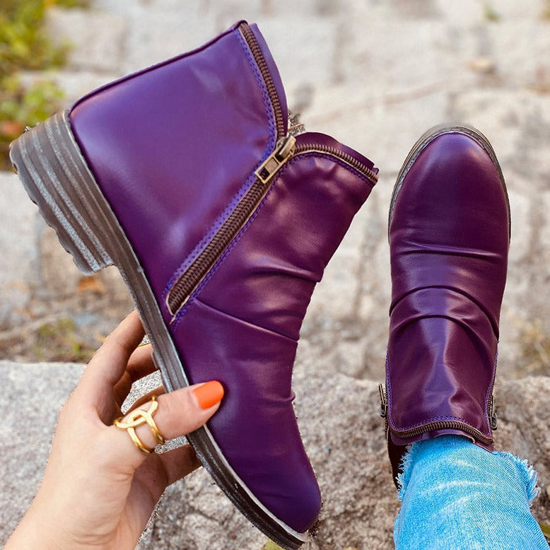 Zip-Up Black Ankle Boots for Women – Chic & Versatile Style