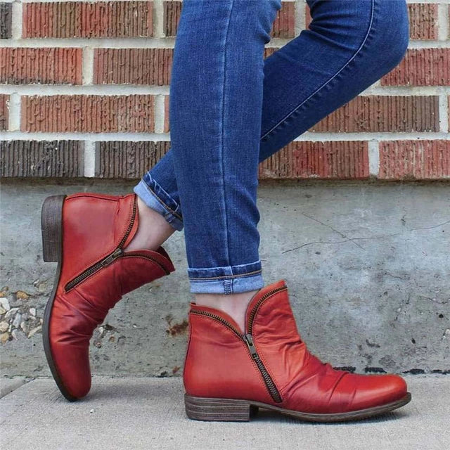 Zip-Up Black Ankle Boots for Women – Chic & Versatile Style