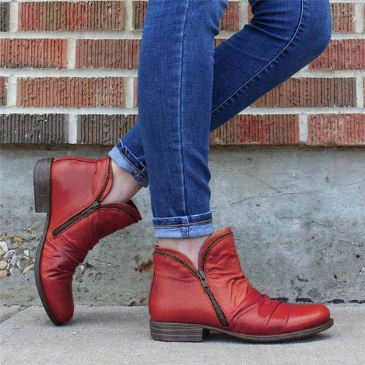 Zip-Up Black Ankle Boots for Women – Chic & Versatile Style