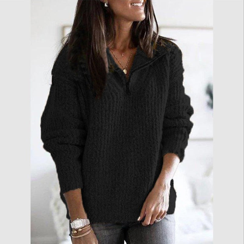 Caroline | Women’s Zip-Up Ribbed Sweater with Cozy Feel Caliboot