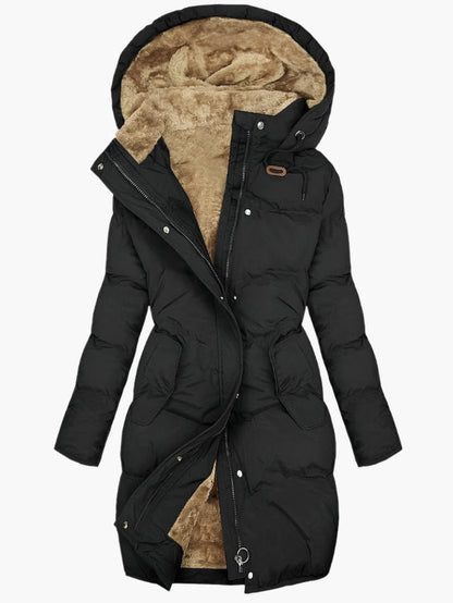 Olivia | Women’s Long Quilted Hooded Winter Coat Caliboot