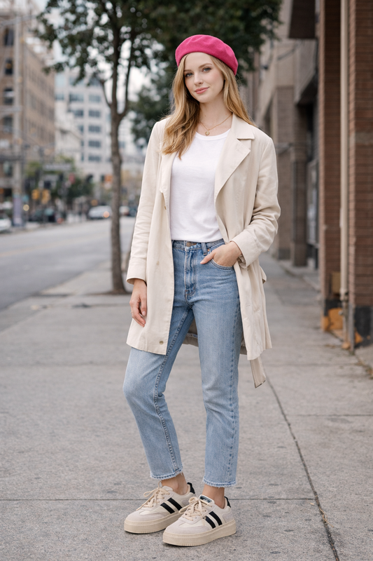 Women’s Retro Low-Top Sneakers – Platform Sole – Classic Stripe Design