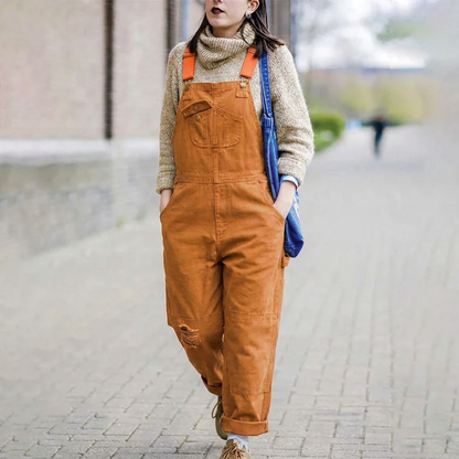 Relaxed Fit Full-Length Sleeveless Overalls for Women – Functional & Comfortable Design Caliboot