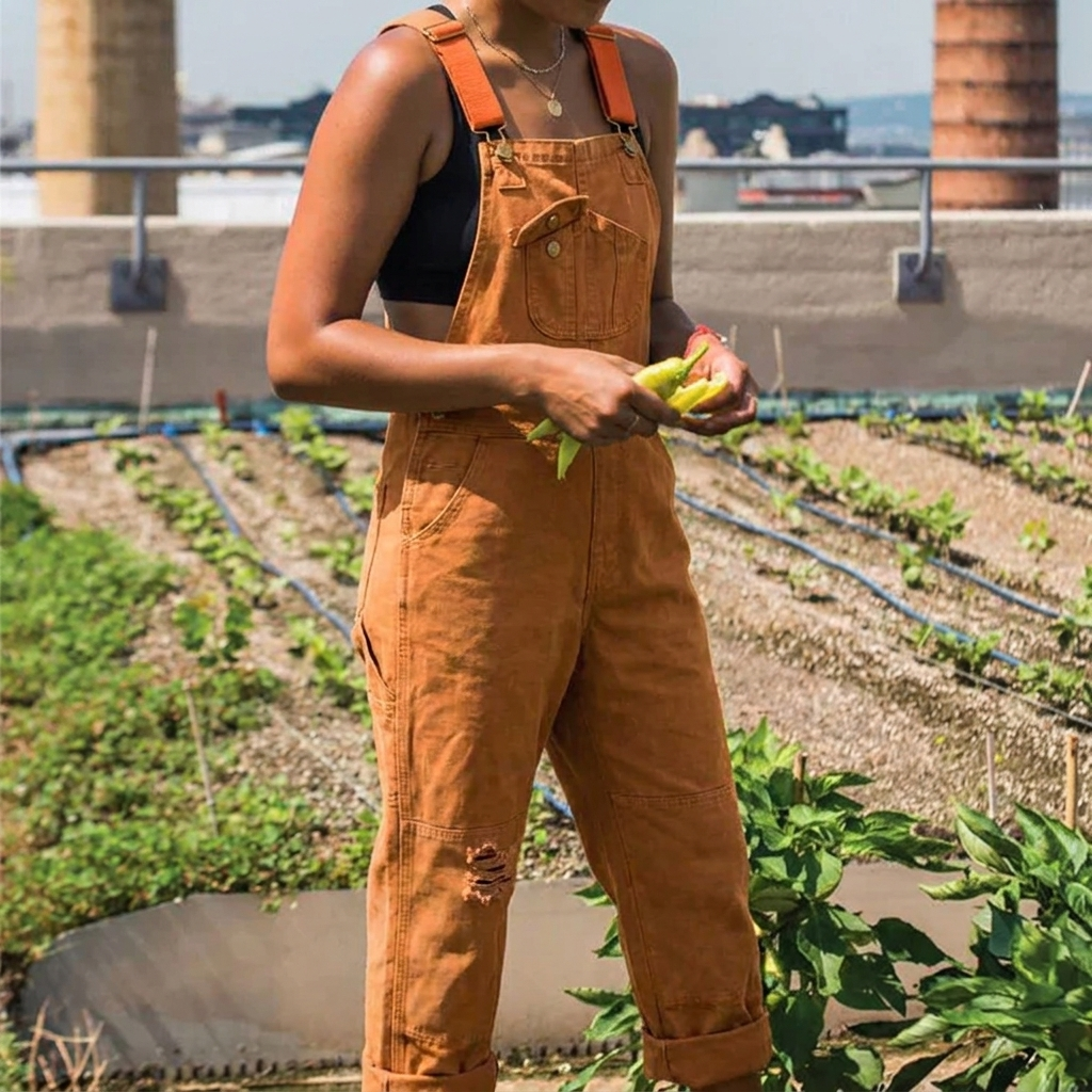 Relaxed Fit Full-Length Sleeveless Overalls for Women – Functional & Comfortable Design Caliboot