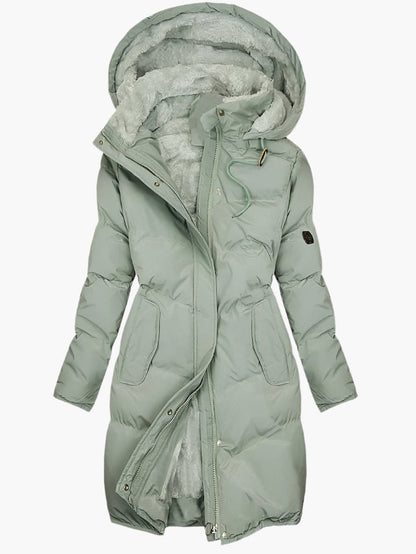 Olivia | Women’s Long Quilted Hooded Winter Coat Caliboot