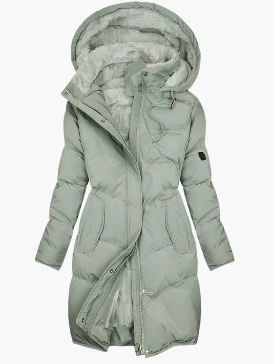 Olivia | Women’s Long Quilted Hooded Winter Coat Caliboot