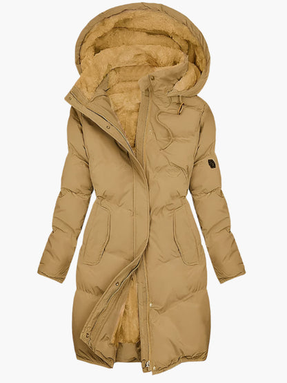 Olivia | Women’s Long Quilted Hooded Winter Coat Caliboot
