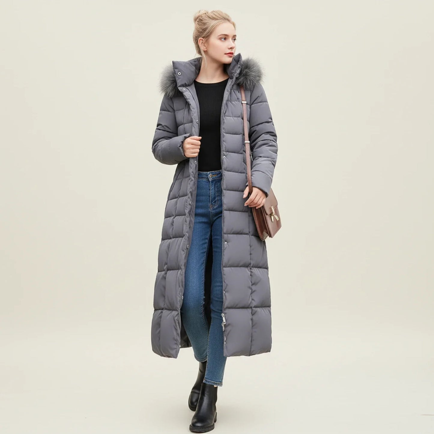Quilted Hooded Belted Maxi-Length Puffer Jacket for Women – Warmth & Cozy Comfort